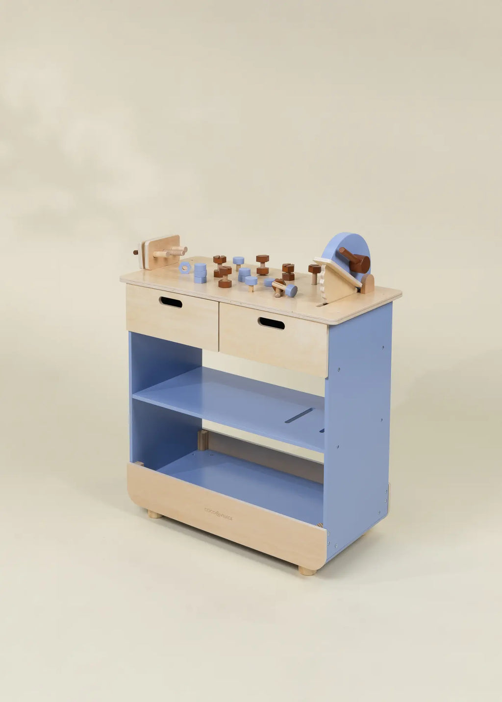 Wooden Play Construction Workbench with Miter Saw