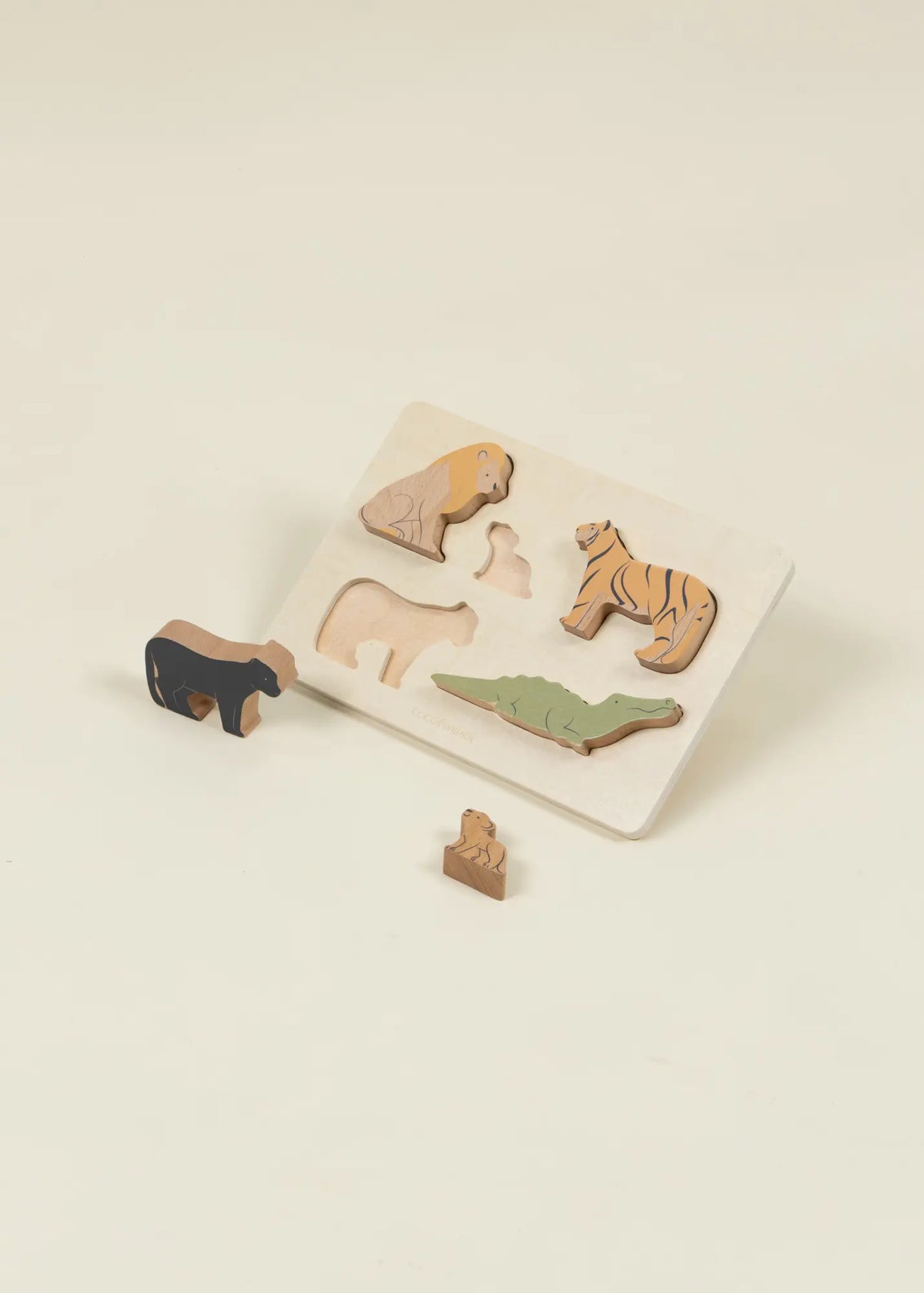 Set of 5 Predators on Wooden Plate
