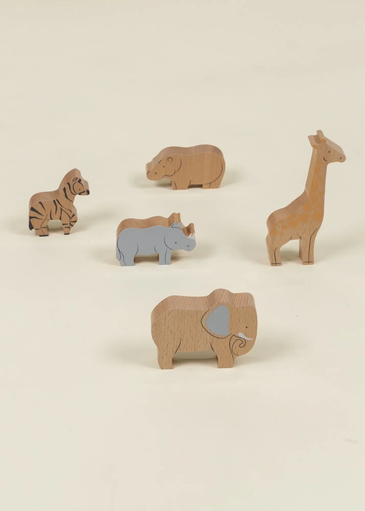 Set of 5 Herbivores on Wooden Plate