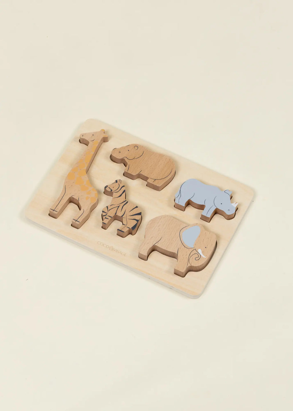 Set of 5 Herbivores on Wooden Plate