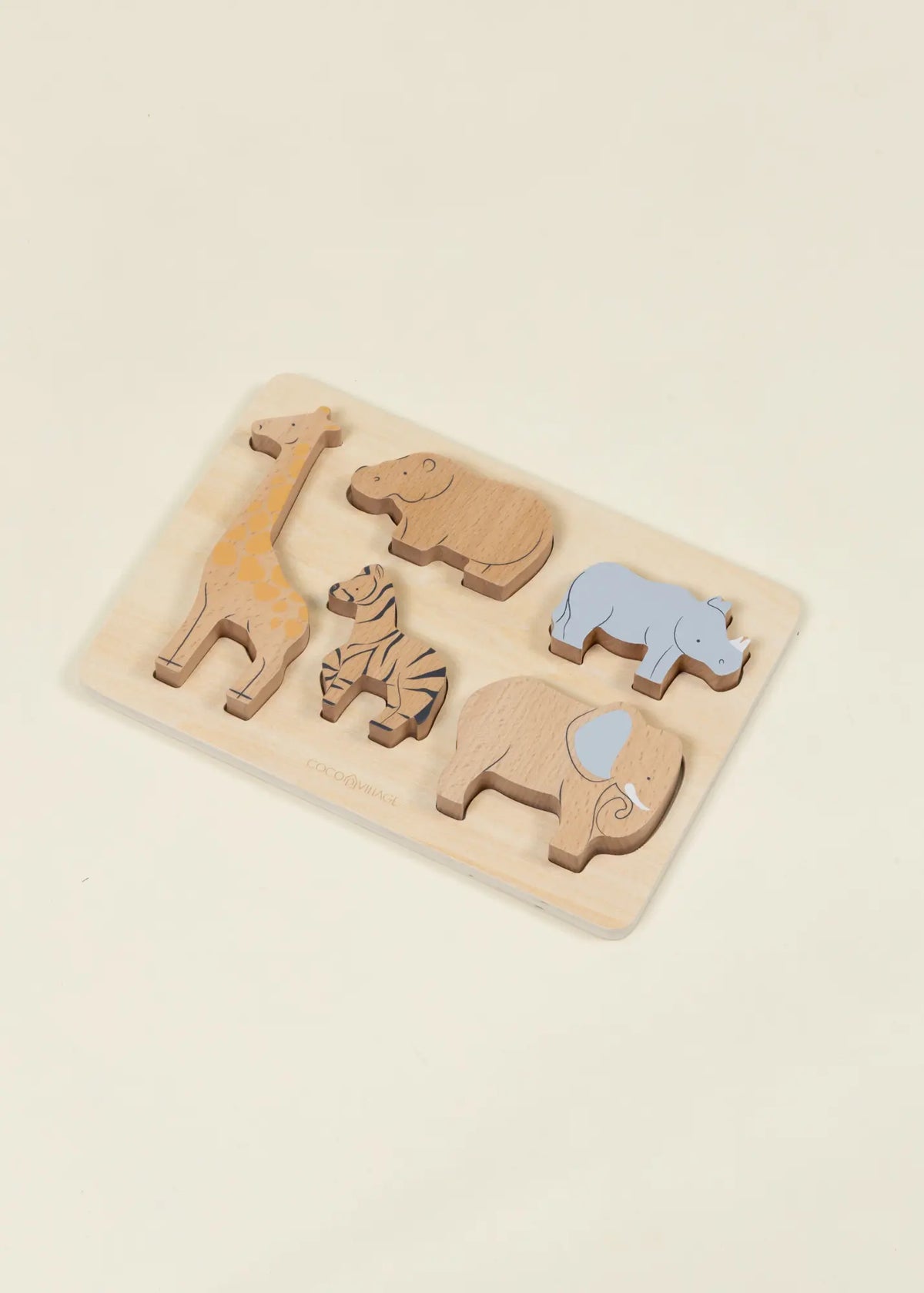Set of 5 Herbivores on Wooden Plate