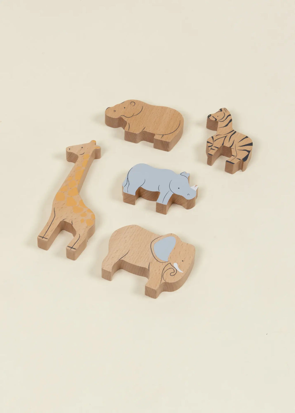 Set of 5 Herbivores on Wooden Plate