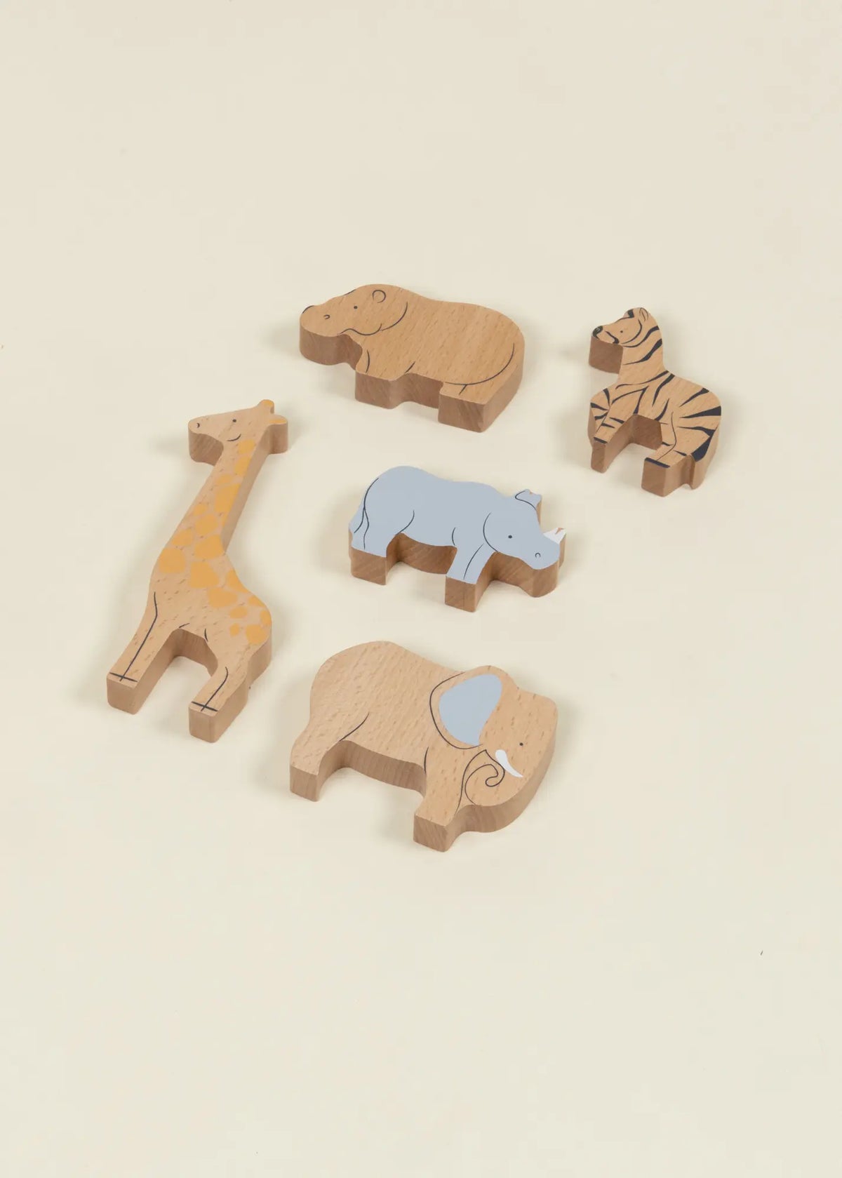 Set of 5 Herbivores on Wooden Plate