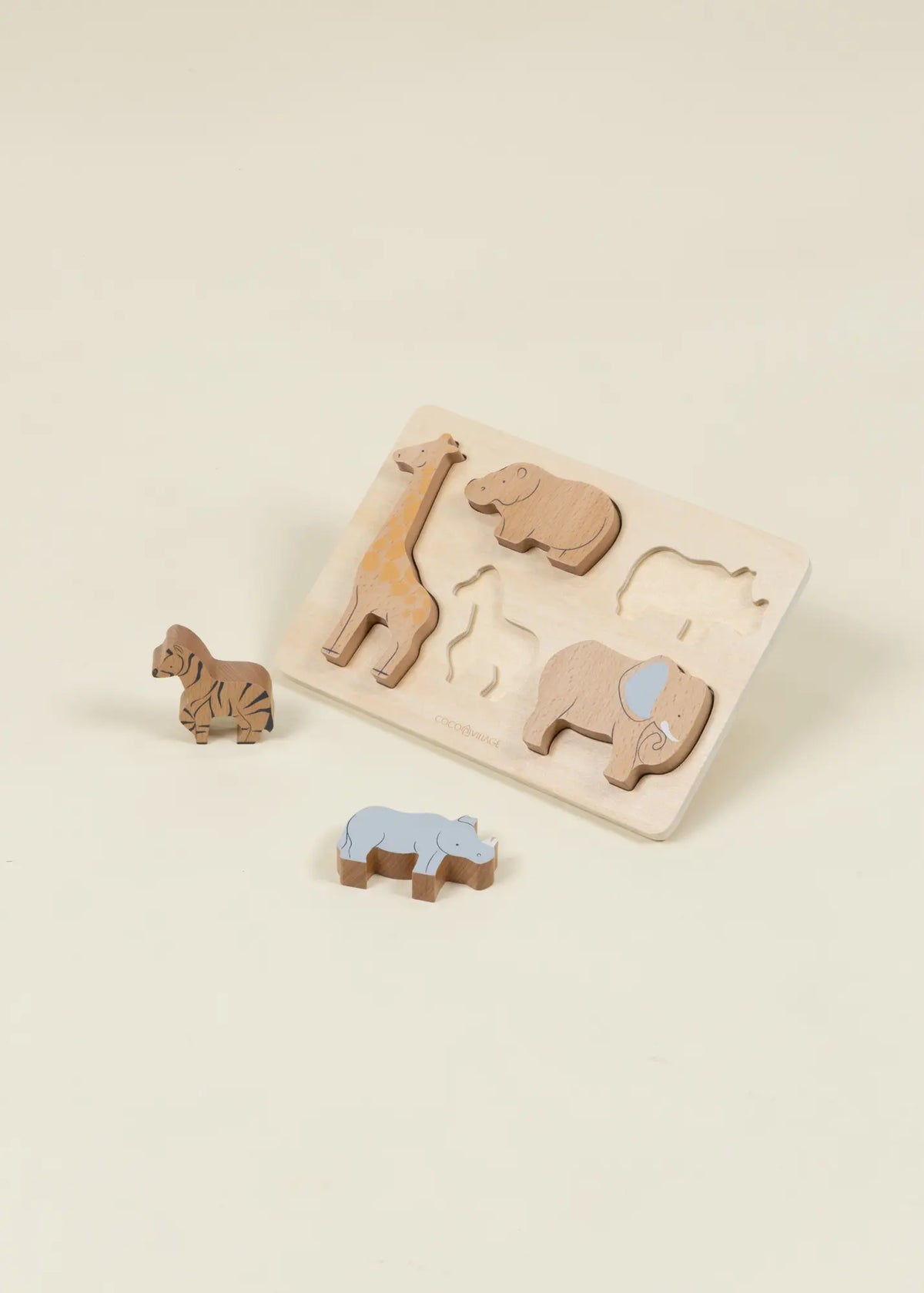 Set of 5 Herbivores on Wooden Plate