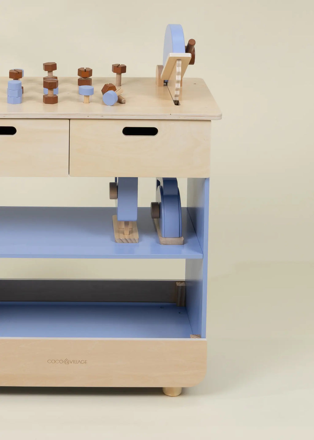 Wooden Play Construction Workbench with Miter Saw