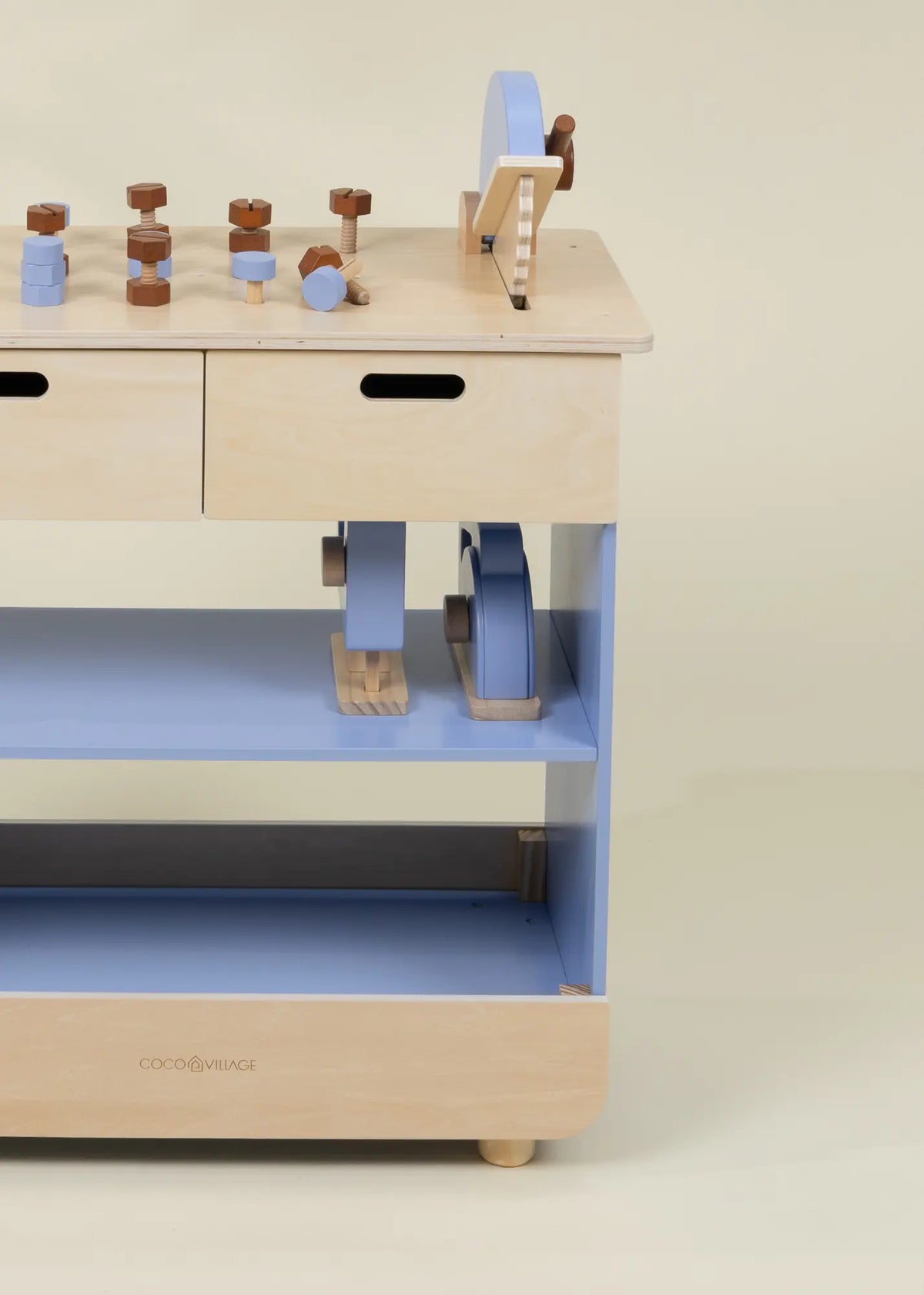 Wooden Play Construction Workbench with Miter Saw