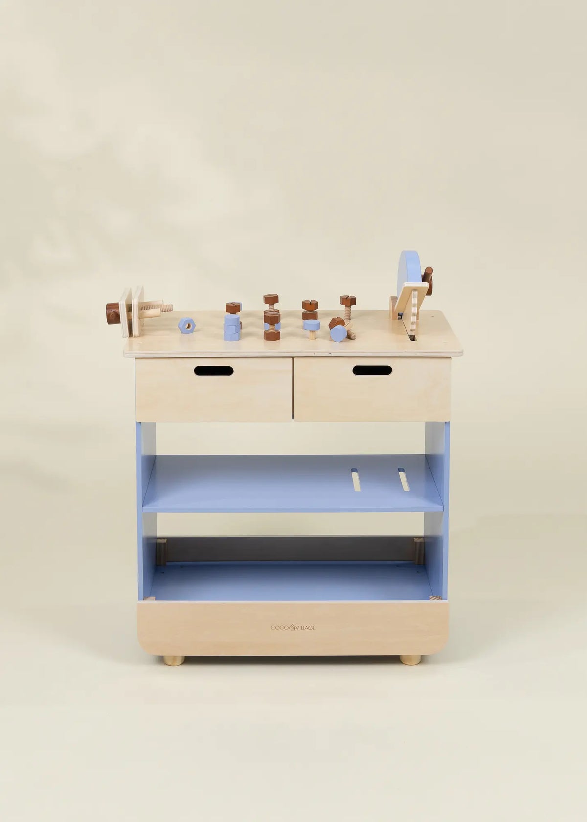 Wooden Play Construction Workbench with Miter Saw