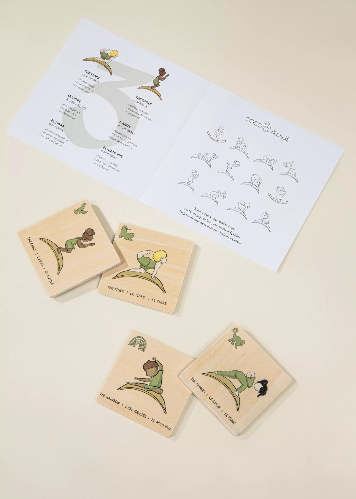Balance Board Yoga Wooden Cards