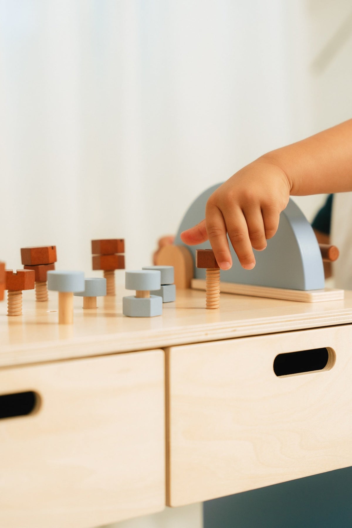 Wooden Play Construction Workbench with Miter Saw